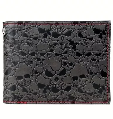 Hella Sick Skull Wallet Brand New Great Condition Black And Grey Send Offers • $25