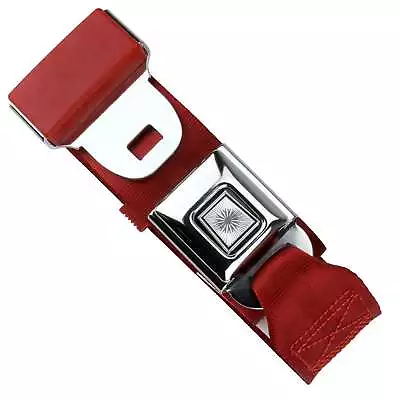 RetroBelt Dark Red Push Button Lap Belt 60  No Hardware Classic Seatbelt Safety • $29.99