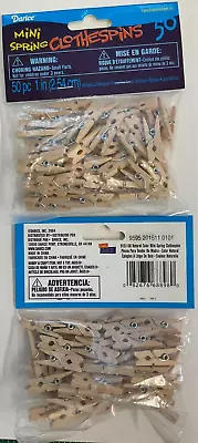 Darice #9151-08 Mini-spring Clothespins-natural Color 1 - 2 Packs Of 50 Per Set • $9.99