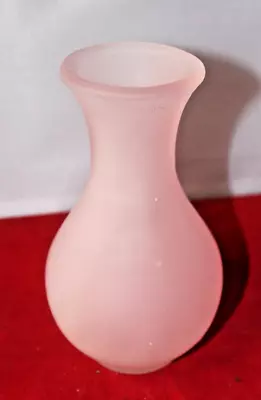 Vtg Viking Glass Pink Satin Frost Swung Bud Vase 6  Original Sticker • $30