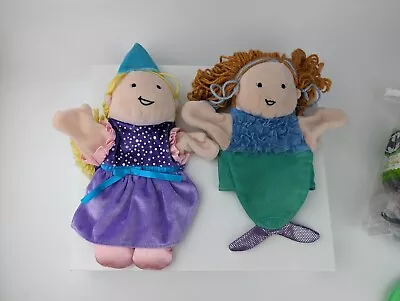 Manhattan Toy Princess + Mermaid Plush Hand Puppets Lot Of 2 Pretend Play Dolls • $14