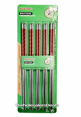 $6.99 • Buy 10 Stainless Steel Chopsticks Chop Sticks Beautiful Gift Set (5 Pairs) U Pick