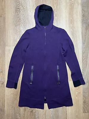 Ibex 90% Merino Wool Hooded Full Zip Long Jacket Womens Purple USA Sweater Coat • $69.99