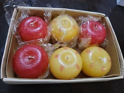 Floating Red Yellow Apple Fruit Wax Candles Set Of 6 NOT SCENTED-A5 • $12