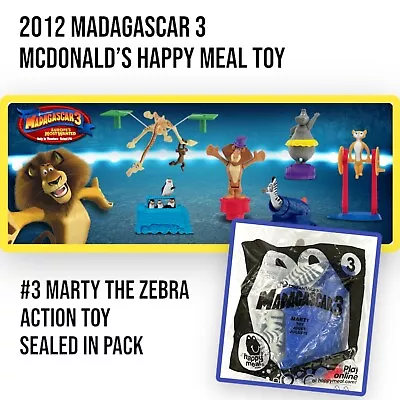 2012 McDonalds MADAGASCAR 3 Marty The Zebra #3 Animal Figure Toy Happy Meal • $7.99