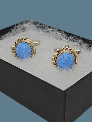 Vintage Blue Lapis Lazuli Oval Cufflinks • $30