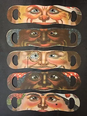 Five (5) Vintage Antique Paper Die Cut Halloween Masks Unique Collectible  • $69.30