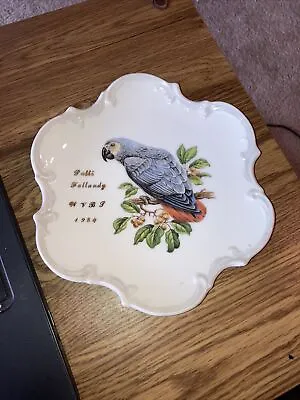 1984 Decorative Plate Wall Art Gray Parrot  Scalloped Edges 8  Patty Fallandy • $10.21