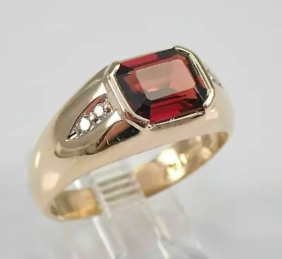 Vintage 925 Silver Gold Plated Men's 2Ct Simulated Garnet Diamond Pinky Ring • $93.74