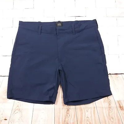 J.CREW Stretch Chino Shorts Mens Size Waist 34 Performance Flat Front Navy Blue • $24.99