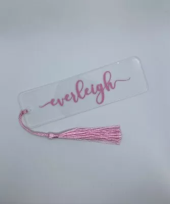 Personalised Acrylic Bookmark Page Marker Any Name Vinyl Sticker And Tassel Gift • £3.99