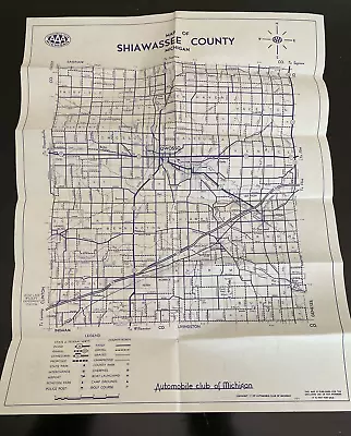 Vtg 70s 1971 CLINTON SHIAWASSEE COUNTY Road Map AAA Automobile Club Michigan • $19.95