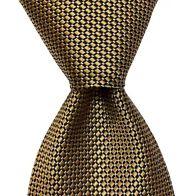 ERMENEGILDO ZEGNA ***** Men's Silk XL Necktie ITALY Luxury Geometric Gold EUC • $55.99