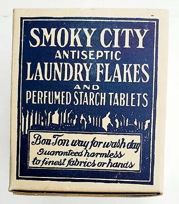 Small Vintage Old 1900s Box/Contents Smoky City Laundry Flakes Pittsburgh PA • $18