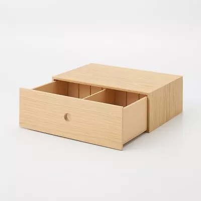 MUJI Wooden Accessory Storage MDF Ash Wood Oak 1 Drawer Box Form JP New • $54.98