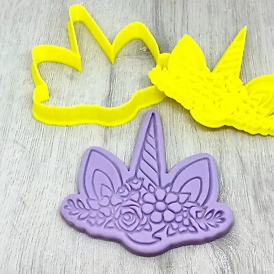 Unicorn Horn Cookie Cutter & Fondant Stamp (style 1) - Birthday Party • $11.95