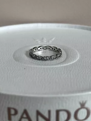PANDORA Silver CZ Sparkling Leaves Ring Size 52 #190923CZ • $35