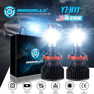 IRONWALLS H11 LED Headlight Kit Low Beam Bulbs Super Bright 360000LM 6000K White • $19.99