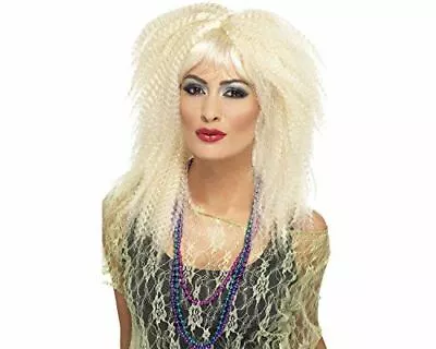 Adult 80s Trademark Blonde Crimp Wig Disco Punk Icon Fancy Dress Party Accessory • £13.99