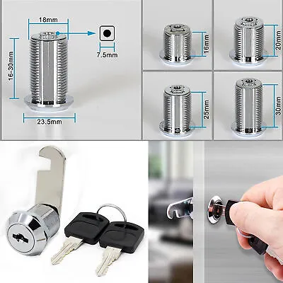 1X/2X Cam Lock For Door Locker Cabinet Drawer Cupboard Mailbox 16mm 20mm 30mm  • £3.48