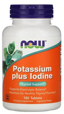 Now Foods Potassium Plus Iodine 180 Tablets Thyroid Supports Electrolyte Balance • $32.90