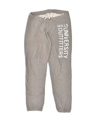 JACK WILLS Mens Graphic Tracksuit Trousers Joggers UK 10 Small Grey Cotton HO01 • £11.09