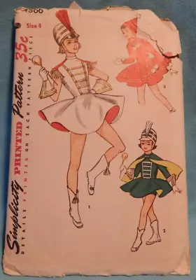 Vintage Simplicity Sewing Pattern 4866 Girls' Drum Majorette And Skating Outfit • $3.99