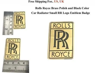 Vintage Rolls Royce Brass Polish Black Color Car Radiator Small RR Logo (*) • $18.50