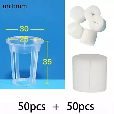 4.5 Inch Plastic Cup Basket Mesh Pot Hydroponics Hydrofarm Orchid Pot Sponge 50 • $9.59