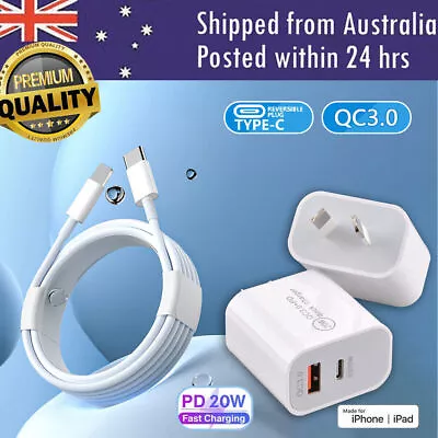 $4.99 • Buy 20W USB Type-C Wall Adapter USB-C PD Fast Charger IPad For IPhone 14 Pro Max AU