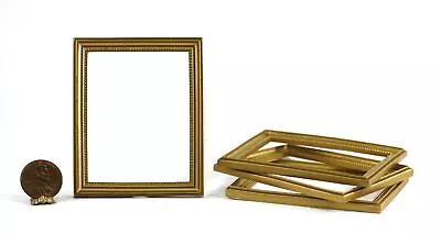 Dollhouse Miniature Set Of 4 Rectangular Gold Picture Frames With Bead Design • $9.99