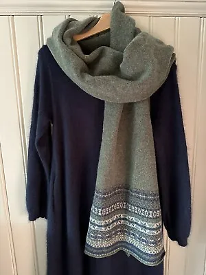 Cabbages & Roses Teal Green Lambswool Large Fairisle Stole Scarf • £145
