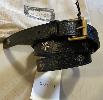 New Gucci Men’s Genuine Leather Bee Monogram Belt Black 90/36 Italy • $292.50