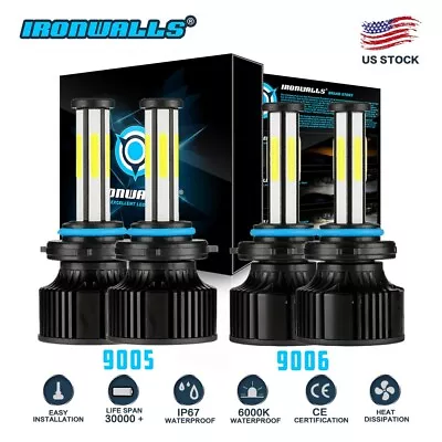 9005+9006 6000K 5000W 750000LM Combo 6-sides LED Headlight Kit Hi/Lo Light Bulbs • $44.99