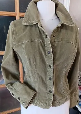 Brushed Corduroy Jacket Cavalry Cuffs Womens Live A Little Sz L Khaki Green Nice • $26.09