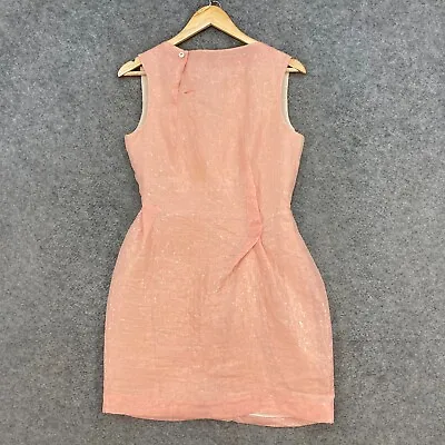 Roland Mouret Dress Womens 10 Nude Pink Pencil Sleeveless Silk Blend Stain 13018 • $149.95