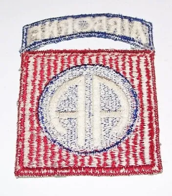ORIGINAL FULLY EMBROIDERED WW2 82nd AIRBORNE DIVISION RIBBED WEAVE PATCH + TAB • £130.19