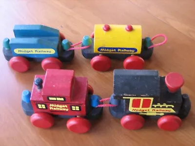 Montgomery Schoolhouse Midget Railway Wooden Train 4 Pieces Vintage Vermont • $18