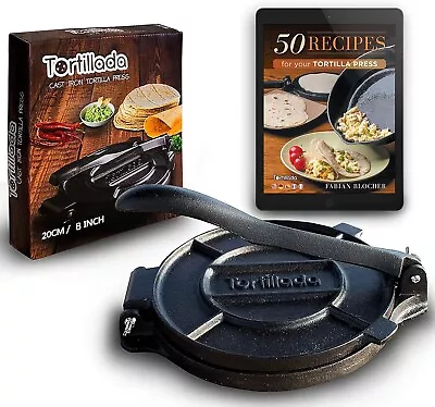 Tortillada  Tortilla Press Quesadilla/Roti Maker (20 Cm) Cast Iron With Recipes • $80.99