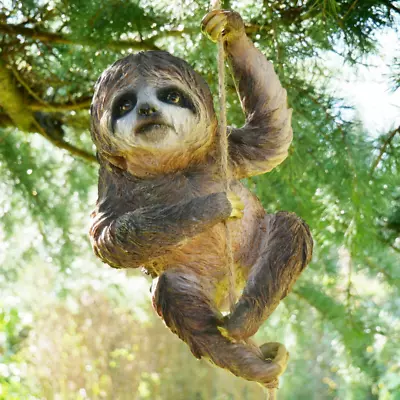 Sloth Garden Ornaments Outdoor Rope Hanging Tree Mounted Animal Sculpture Decor  • £24.99