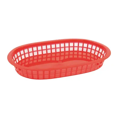£9.94 • Buy 6x Plastic Food Serving Basket RED Oval Chips Basket 26cm X 18cm Fast Food