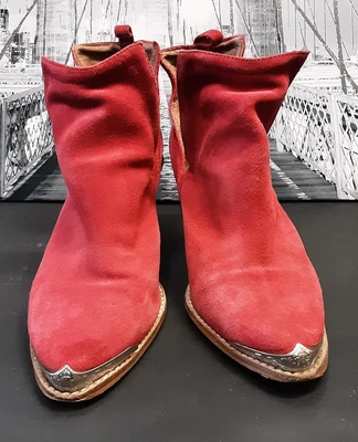 £20 • Buy JEFFREY CAMPBELL Red Suede Western Ankle Boots Size 6
