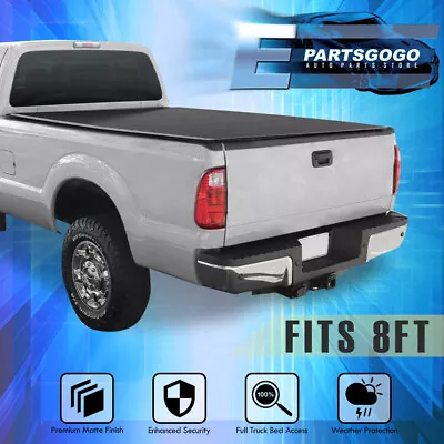 For 99-16 Ford F-250 F-350 SuperDuty 8FT Truck Bed Soft Quad-Fold Tonneau Cover • $233.99