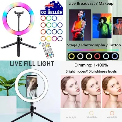 $9.59 • Buy Dimmable 10  LED Ring Light Tripod Stand Selfie Mini Circle Lamp Make Up Yutobe