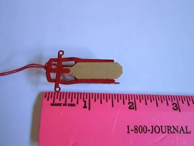 Miniature Sled Christmas Ornament Mini Red Enamel Dollhouse TINY 1 5/8  FreeShip • $10.95
