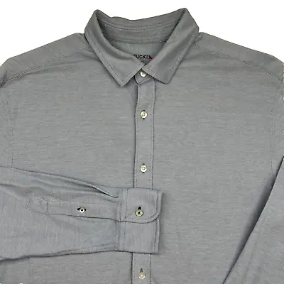 UNTUCKit Slim Fit Blue Long Sleeve Button Down Cotton Pique Polo Men's Large • $23.62