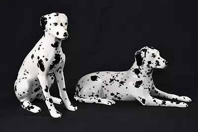 Vtg Pair Set 2 Decorative Ceramic Dalmatians Dog 7  Handmade Signed 1978 Figures • $74.99