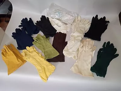 Vintage Ladies Formal Gloves Lot 13 Pair Cotton Polyester Silk. Assorted Colors  • $9.99