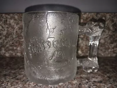 Glass Mug Vintage McDonalds Flintstones Clear Frosted Pre Dawn RocDonalds 1993 • $10.98