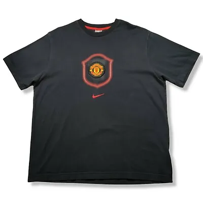 £44.99 • Buy Vintage MANCHESTER UNITED NIKE Centre Swoosh T-Shirt Black Red Men's XL